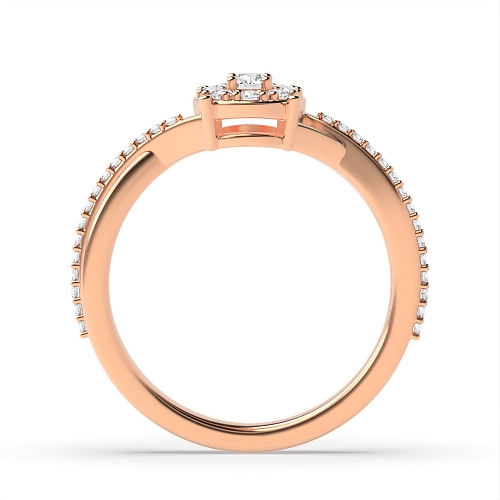 4 Prong Round Rose Gold Twist shoulders Engagement Rings