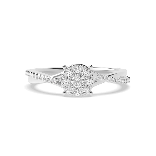 4 Prong Round Twist shoulders Side Stone Engagement Rings