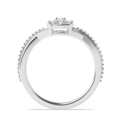 4 Prong Round Twist shoulders Side Stone Engagement Rings