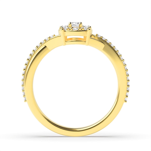 4 Prong Round Yellow Gold Twist shoulders Engagement Rings