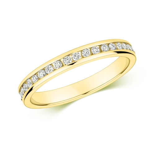 Channel Setting Round Yellow Gold Celestial Eternity Engagement Rings