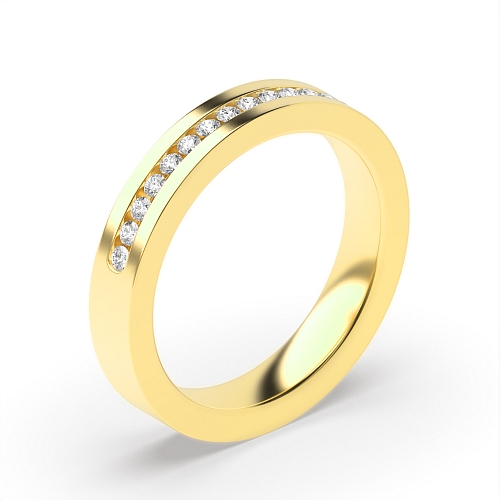 Channel Setting Round Yellow Gold Luminous edge Eternity Diamond Rings