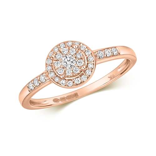 Channel Setting Round Rose Gold Soulders Engagement Rings