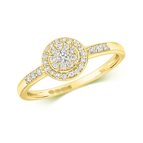 Channel Setting Round Yellow Gold Soulders Engagement Rings