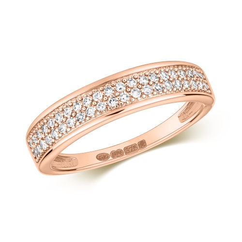 Pave Setting Round Rose Gold Star path Eternity Engagement Rings