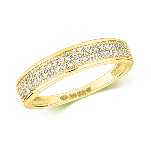 Pave Setting Round Yellow Gold Star path Eternity Engagement Rings