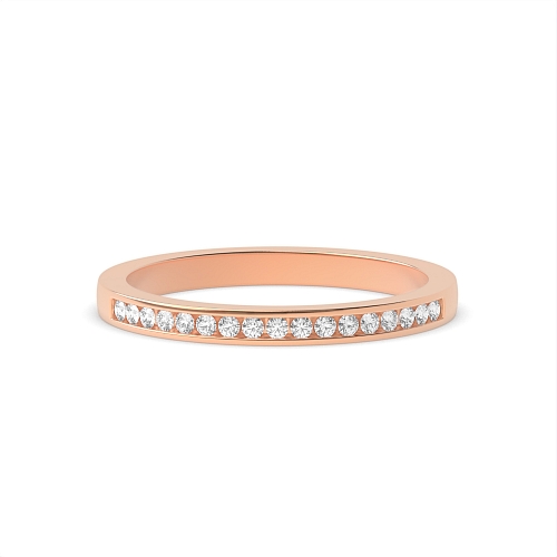 Channel Setting Round Rose Gold Style wishbone Eternity Diamond Rings