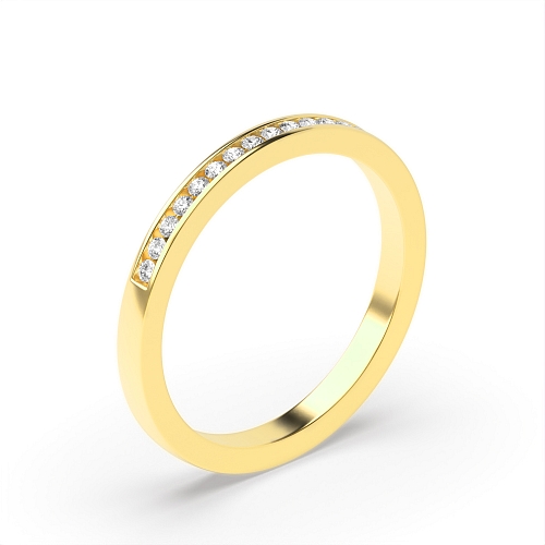 Channel Setting Round Yellow Gold Style wishbone Eternity Diamond Rings