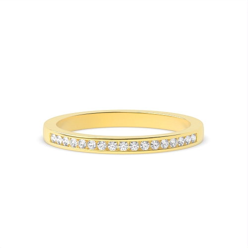 Channel Setting Round Yellow Gold Style wishbone Eternity Diamond Rings