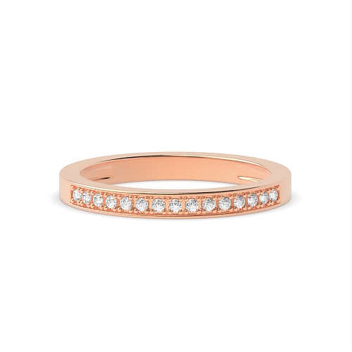 Pave Setting Round Rose Gold channeled Diamond Rings