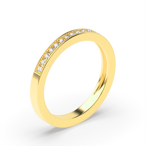 Pave Setting Round Yellow Gold channeled Diamond Rings