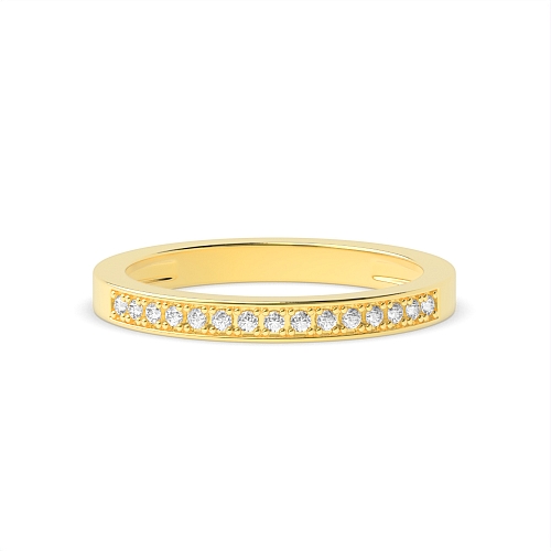 Pave Setting Round Yellow Gold channeled Diamond Rings