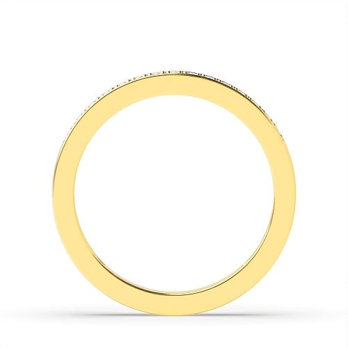 Pave Setting Round Yellow Gold channeled Diamond Rings