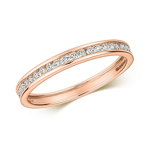 Channel Setting Round Rose Gold Sweephalf Eternity Wedding Rings & Bands
