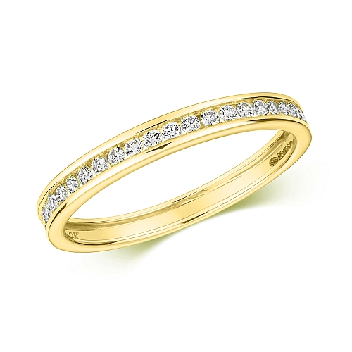 Channel Setting Round Yellow Gold Sweephalf Eternity Wedding Rings & Bands