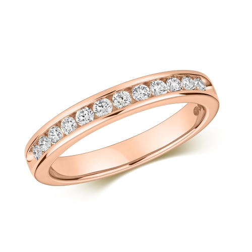 Channel Setting Round Rose Gold Chic Eternity Engagement Rings