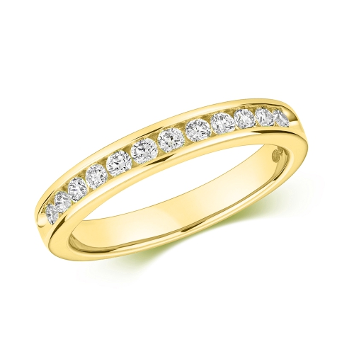 Channel Setting Round Yellow Gold Chic Eternity Engagement Rings