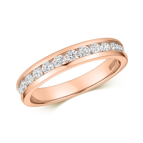 Channel Setting Round Rose Gold Sweep infinity Eternity Diamond Rings