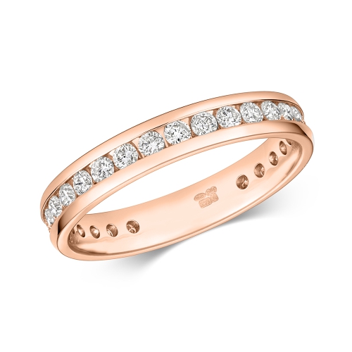 Channel Setting Round Rose Gold Sweep starlight Eternity Wedding Rings & Bands