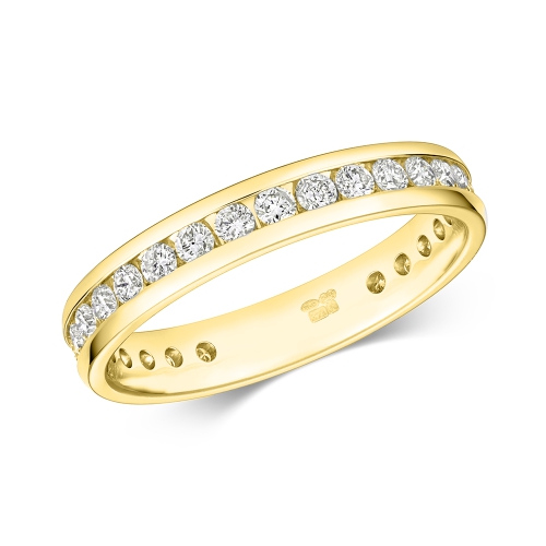 Channel Setting Round Yellow Gold Sweep starlight Eternity Wedding Rings & Bands