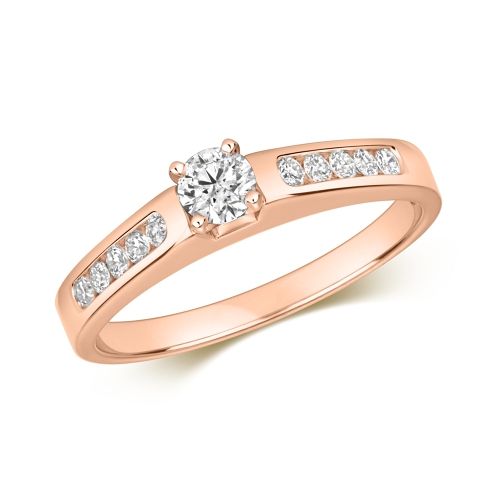 4 Prong Round Rose Gold Orbit gleam Engagement Rings