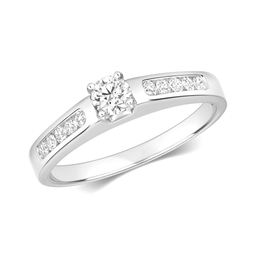 4 Prong Round Orbit gleam Side Stone Engagement Rings