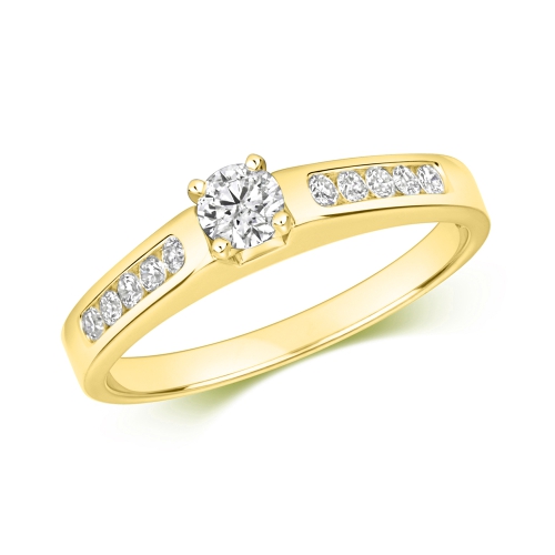 4 Prong Round Yellow Gold Orbit gleam Engagement Rings