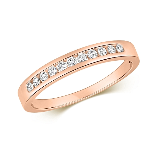 Channel Setting Round Rose Gold Curb eternal Eternity Diamond Rings