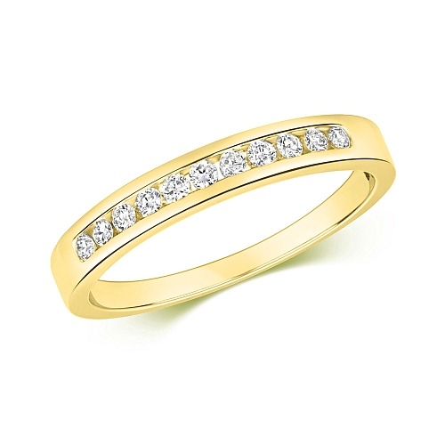 Channel Setting Round Yellow Gold Curb eternal Eternity Diamond Rings