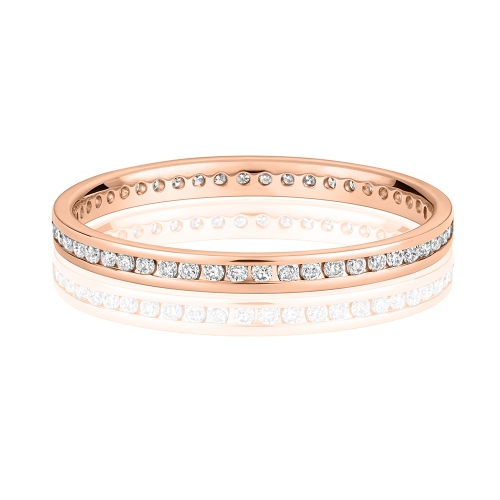 Channel Setting Round Rose Gold Orbit dual Eternity Wedding Rings & Bands