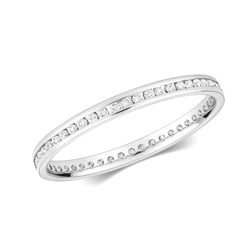 Channel Setting Round Orbit dual Eternity Wedding Rings & Bands
