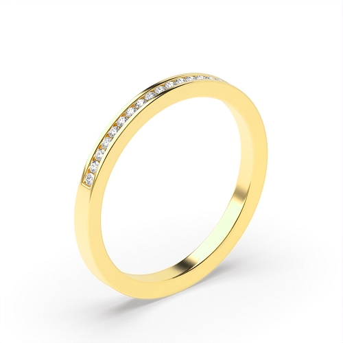Channel Setting Round Yellow Gold Star solo Diamond Rings