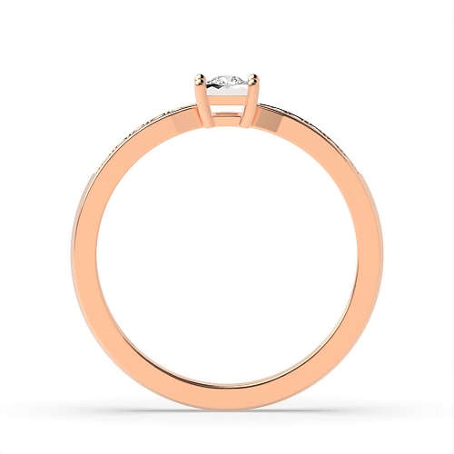 4 Prong Round Rose Gold Illusion set side stone Engagement Rings