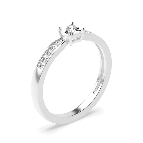 4 Prong Round Illusion set side stone Engagement Rings