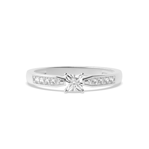 4 Prong Round Illusion set side stone Engagement Rings