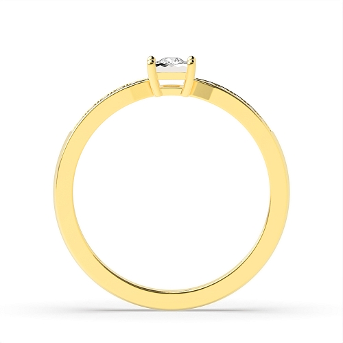 4 Prong Round Yellow Gold Illusion set side stone Engagement Rings