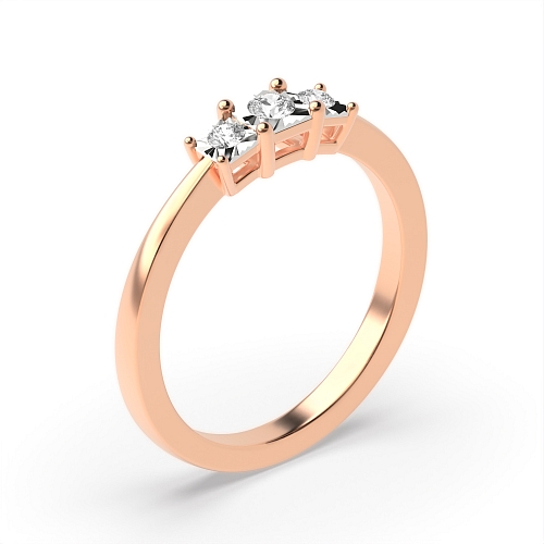 4 Prong Round Rose Gold Illusion set trilogy Engagement Rings
