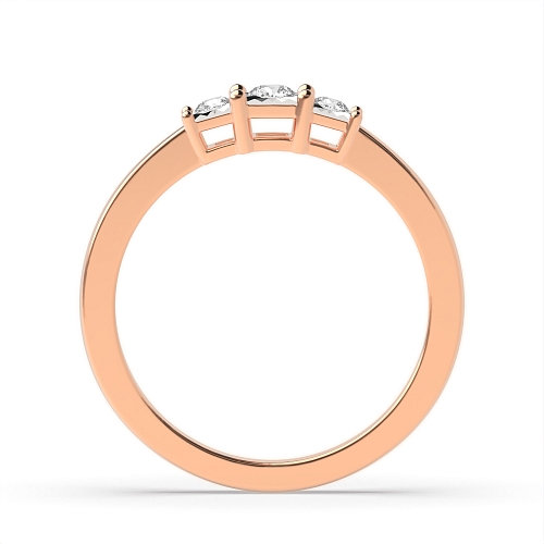 4 Prong Round Rose Gold Illusion set trilogy Engagement Rings
