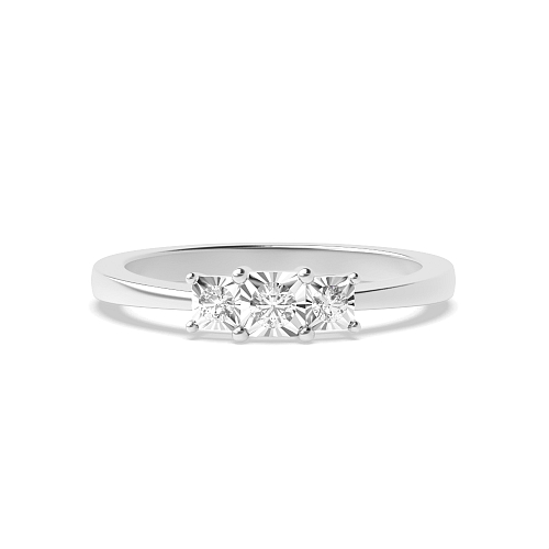 4 Prong Round Illusion set trilogy Moissanite Engagement Rings