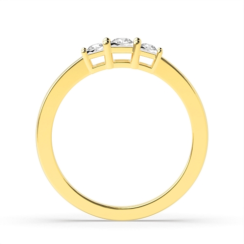 4 Prong Round Yellow Gold Illusion set trilogy Engagement Rings