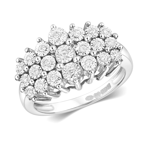 3 Prong Round Row illusion Engagement Rings