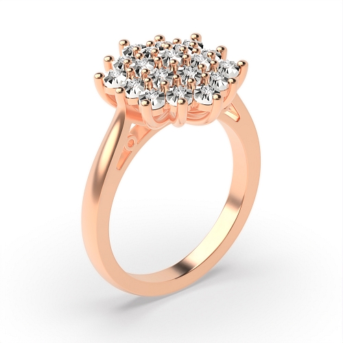 3 Prong Round Rose Gold Fancy Illusion Set Engagement Rings
