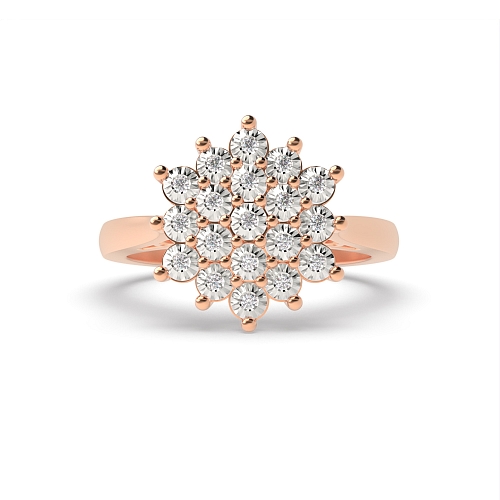 3 Prong Round Rose Gold Fancy Illusion Set Engagement Rings