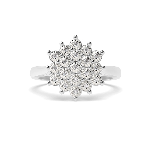 3 Prong Round Fancy Illusion Set Engagement Rings