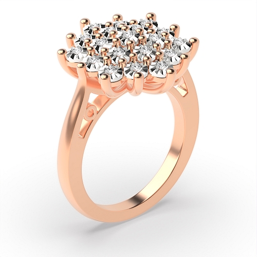 3 Prong Round Rose Gold Fancy illusion big Engagement Rings