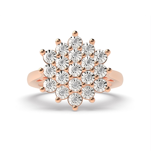 3 Prong Round Rose Gold Fancy illusion big Engagement Rings