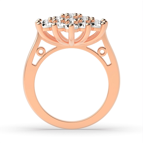 3 Prong Round Rose Gold Fancy illusion big Engagement Rings