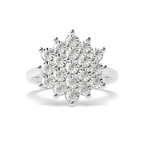 3 Prong Round Fancy illusion big Engagement Rings