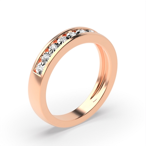 Channel Setting Round Rose Gold Illusion set Engagement Rings