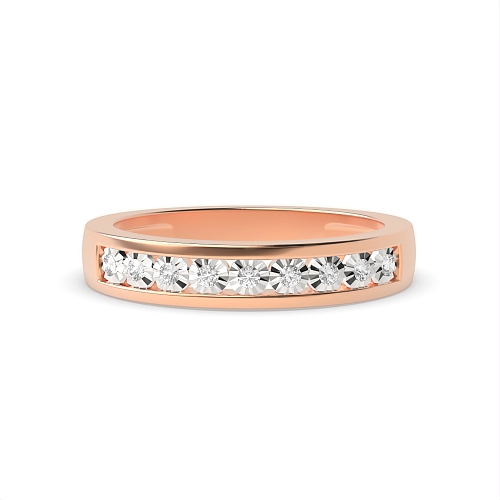 Channel Setting Round Rose Gold Illusion set Engagement Rings